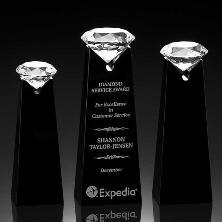 Bulk Price China Factory Supply Crystal Glass Black Diamond Trophy