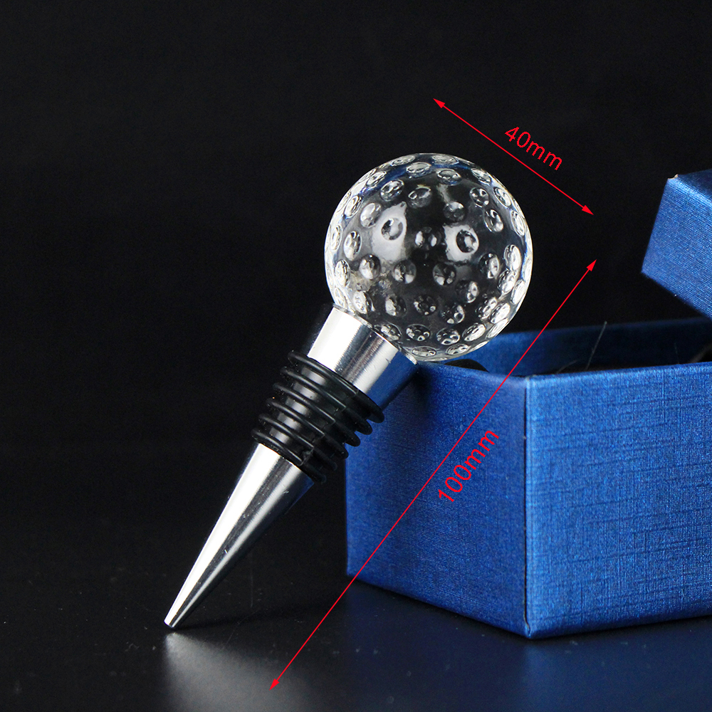 Cheap Clear Glass Crystal Golf Shape Wine Stopper Golf Club Souvenirs