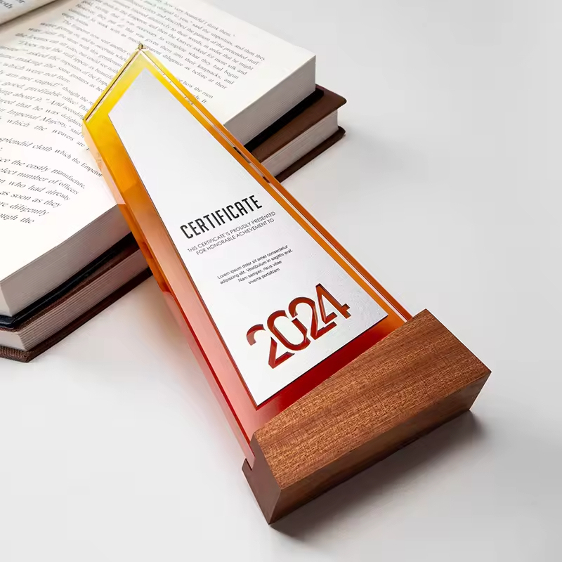 HBL Personalized Trophies Manufacturer Wholesale Latest Mountain Shape Award Trophy Custom Crystal Wooden Award Trophy