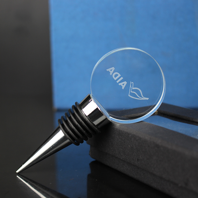Best Selling Round Transparent Glass Blank Metal Wine Bottle Stopper Xmas Christmas Wedding Gifts