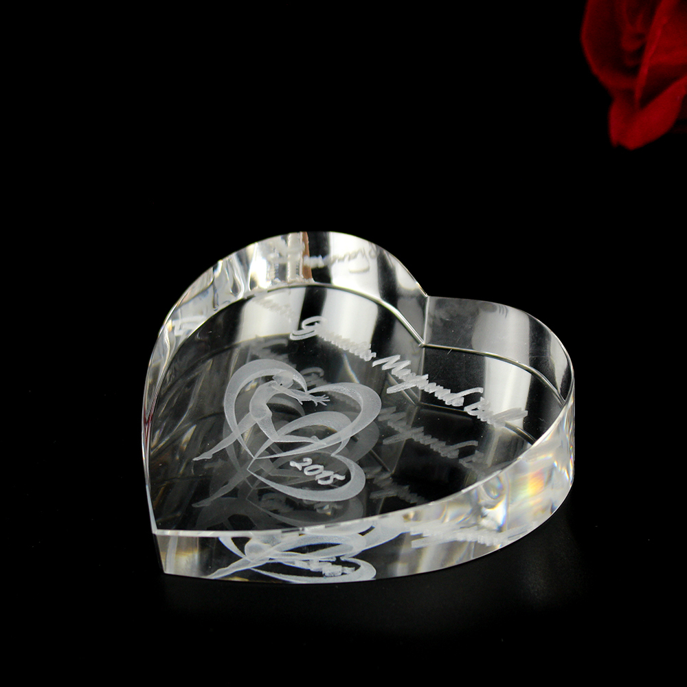 Trophy Supplies Sells Clear Crystal Heart Paperweight Ballet Trophy Laser Engraved Custom