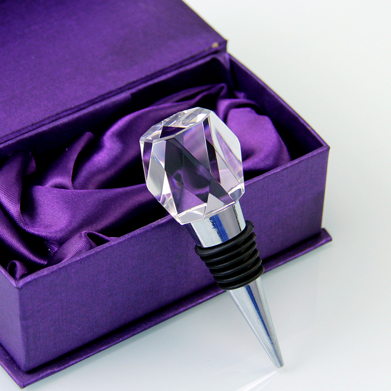 Custom Blank Block Crystal Wine Cork Bottle Stopper Funny Glass Reusable Screw Cap Champagne Wine Stopper for Banquet Souvenirs