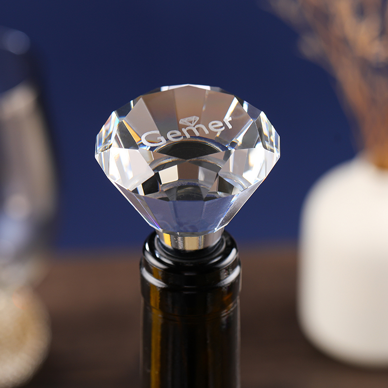 NEW Stunning 50mm Big Gemstone Diamond Bottle Stopper Custom Crystal Glass Champagne Wine Bottle Cap for Anniversary Gifts