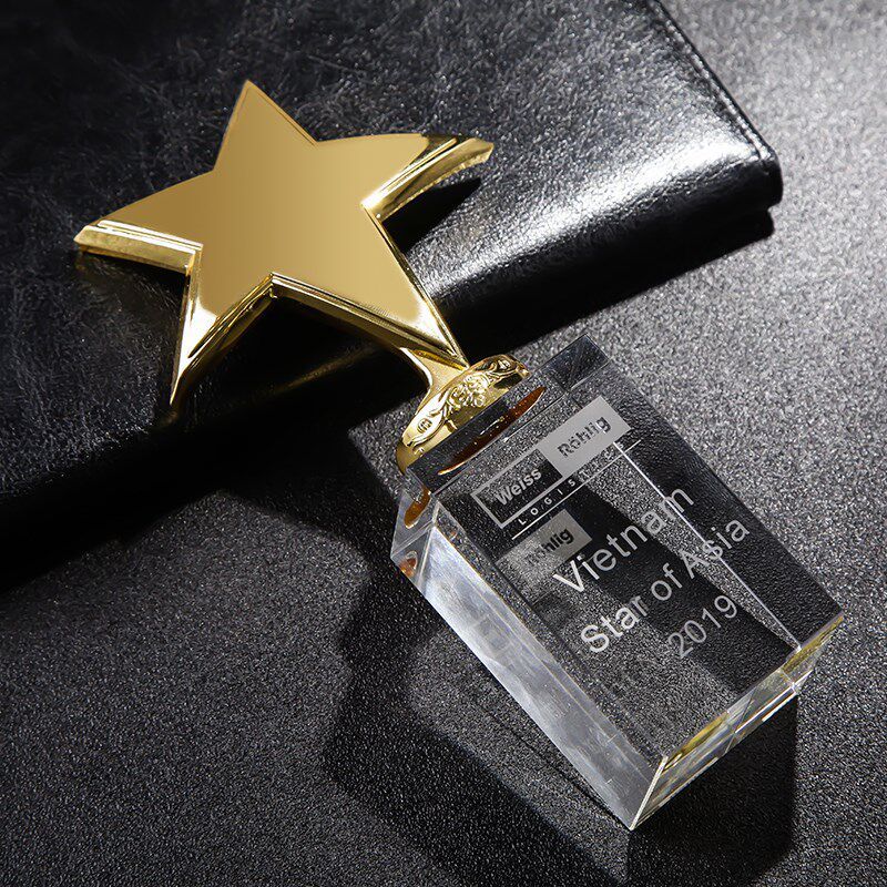 Kindergarten Students Honor Champion Gold Silver Bronze Metal Star Crystal Trophies Carved Engraved Awards