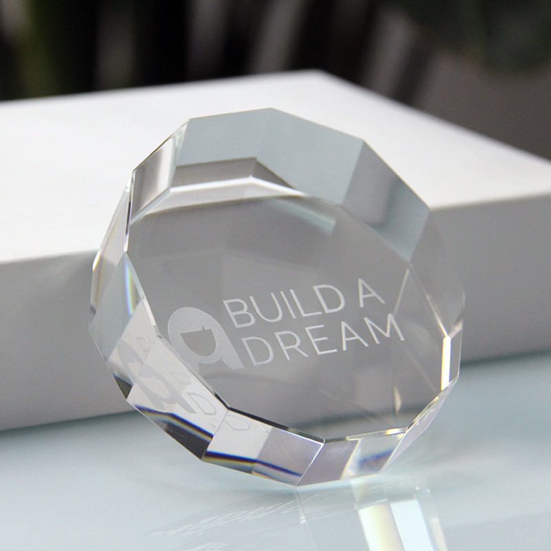 Diamond Shaped Glass Class Reunion Awards Paperweight K9 Crystal Custom Paperweight for University Company Anniversary Gifts