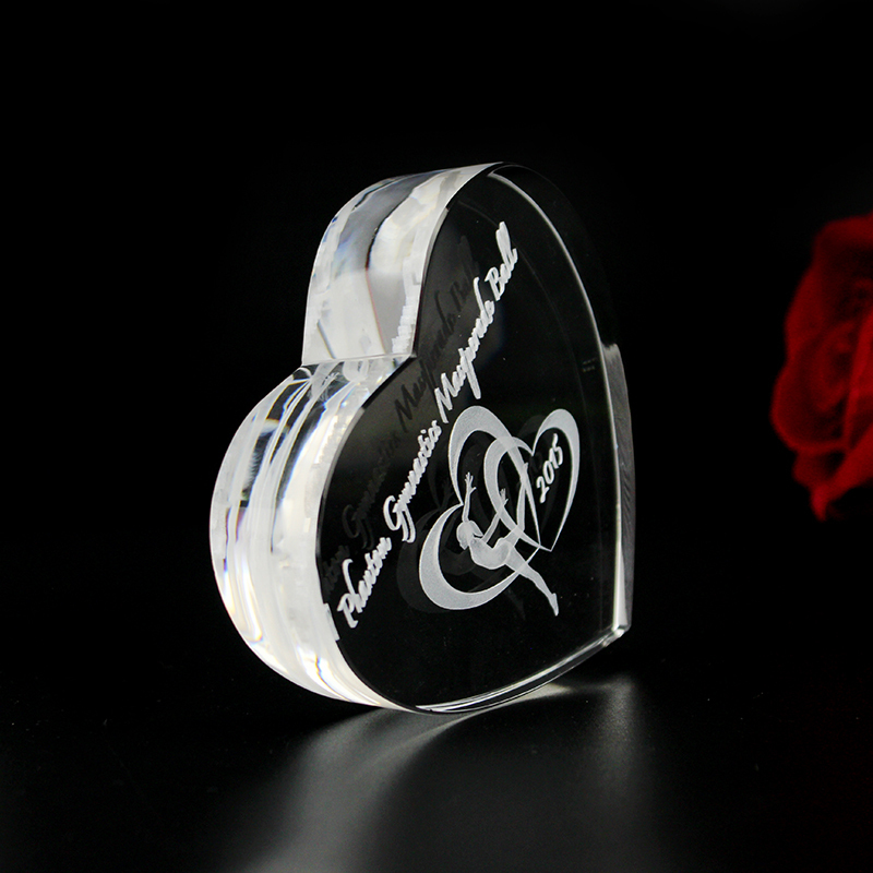 Trophy Supplies Sells Clear Crystal Heart Paperweight Ballet Trophy Laser Engraved Custom