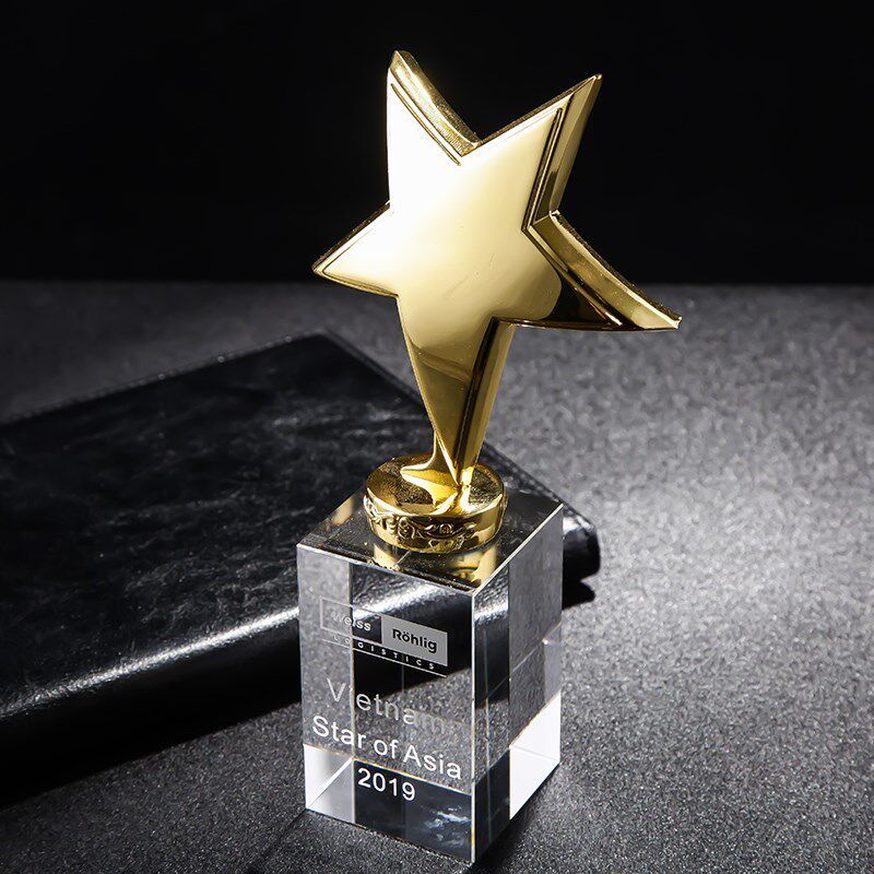 Kindergarten Students Honor Champion Gold Silver Bronze Metal Star Crystal Trophies Carved Engraved Awards