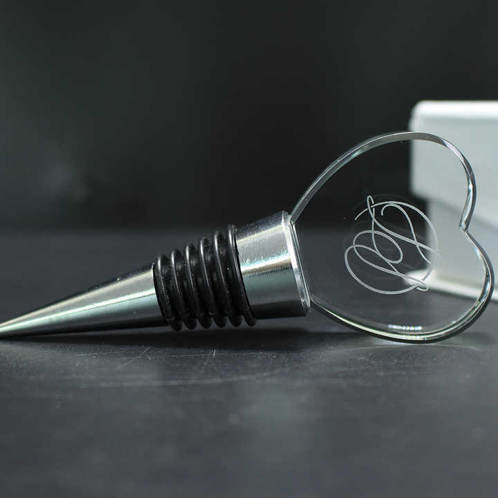 Custom Glass Cristal Heart Shape Wine Bottle Stopper Wedding Favors for Guests
