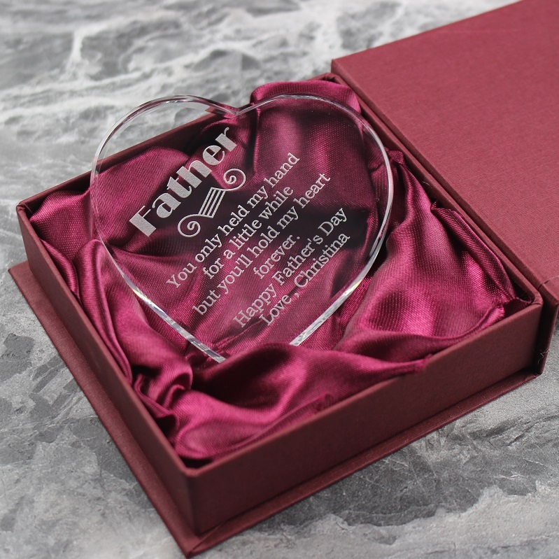 Wedding Favorite Heart Shaped Crystal Paperweight Custom Anniversary Souvenirs