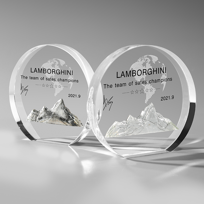 Custom Crystal Trophy Embedded With Iceberg Design for Corporate Awards and Recognition"