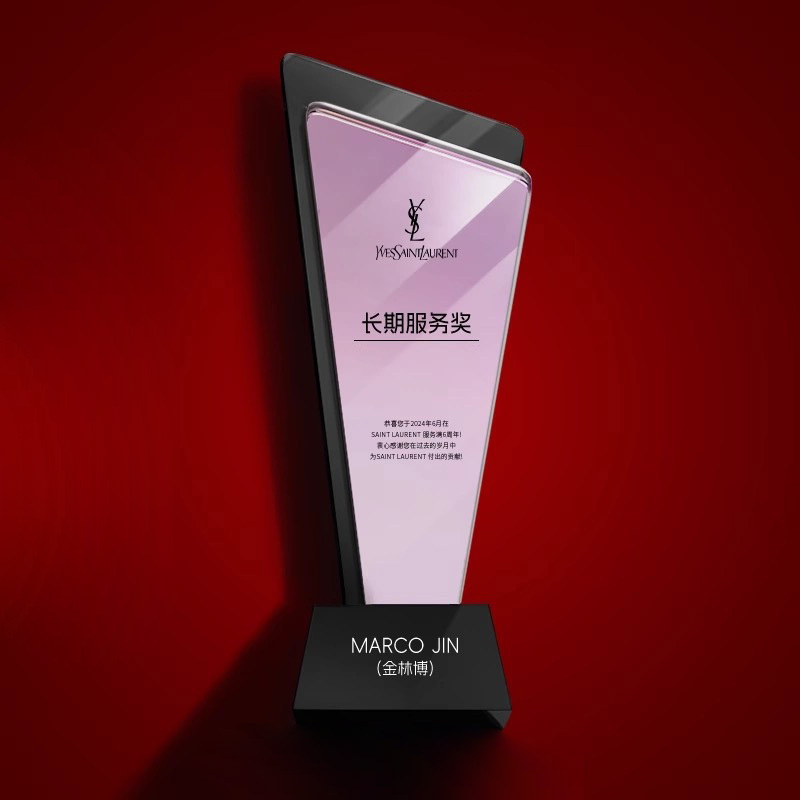 Blue Pink Gold Silver Mirror Finishing Crystal Glass Awards Plaque Trophy MH-J0822