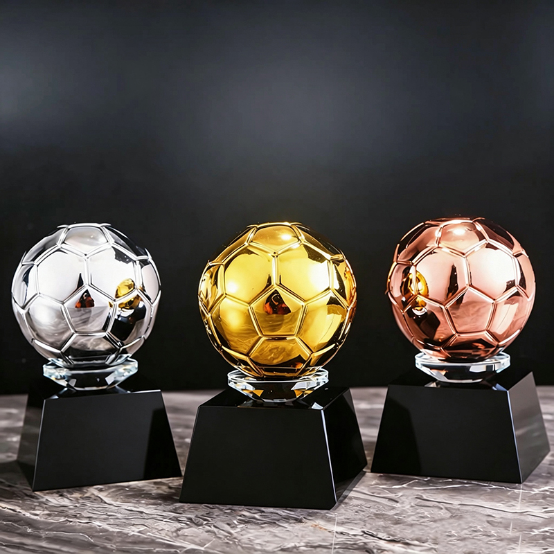 Customized Gold Silver Copper Resin Football Basketball Awards Crystal Base Fantasy MVP Glass Soccer Badminton Medal for Sports