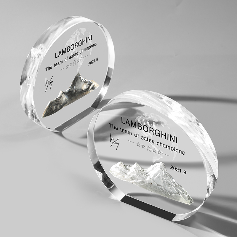 Custom Crystal Trophy Embedded With Iceberg Design for Corporate Awards and Recognition"