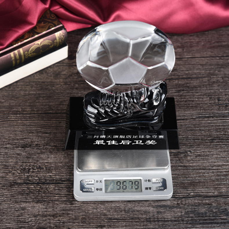 Football Trophy Glass Sports Awards Gold Silver Bronze Customized logo American Soccer Trophy