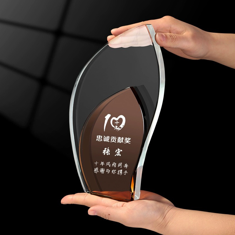 Simple Style Two-layer Crystal Trophy Award Cup for Anniversary Souvenirs Gifts