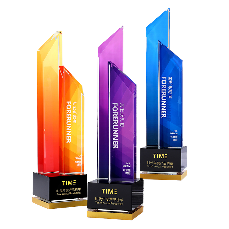 New Crystal Trophy Customized Creative High-end Science Technology Design Annual Meeting Outstanding Staff Award Laser Engraved