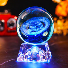 Colorful saturn charging color light crystal base