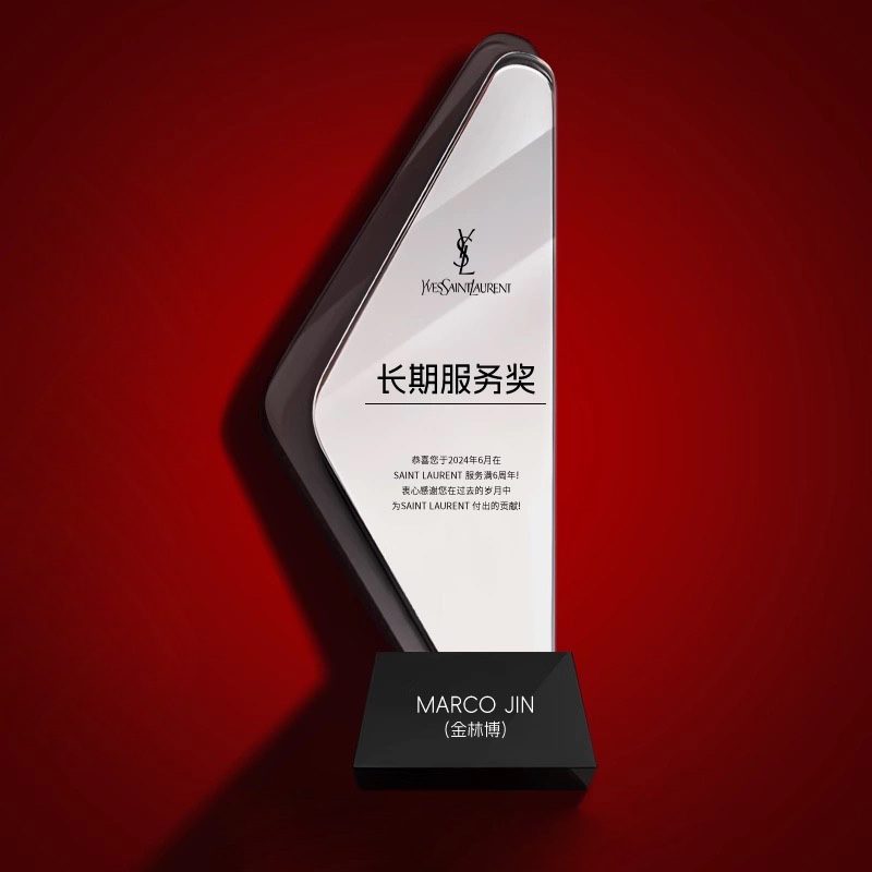 Luxury pink Blue Gold Silver Mirror Finishing Crystal Glass Awards Plaque Trophy MH-J0821