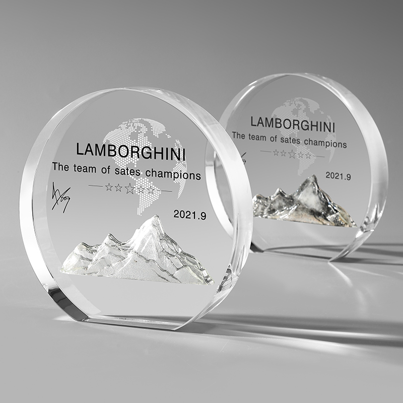 Custom Crystal Trophy Embedded With Iceberg Design for Corporate Awards and Recognition"