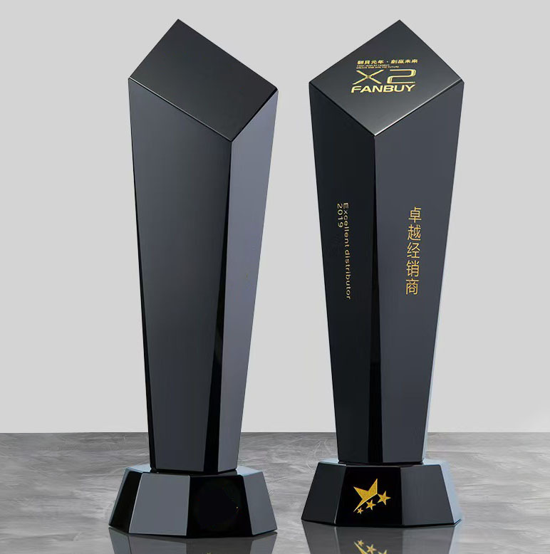 Custom Logo Black K9 Crystal Plaques Crystal Business Sports Trophy Awards Crystal Outstanding Performance Awards