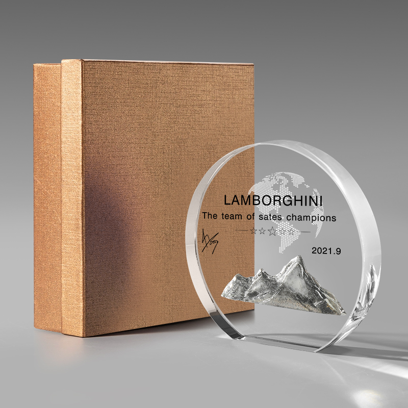 Custom Crystal Trophy Embedded With Iceberg Design for Corporate Awards and Recognition"