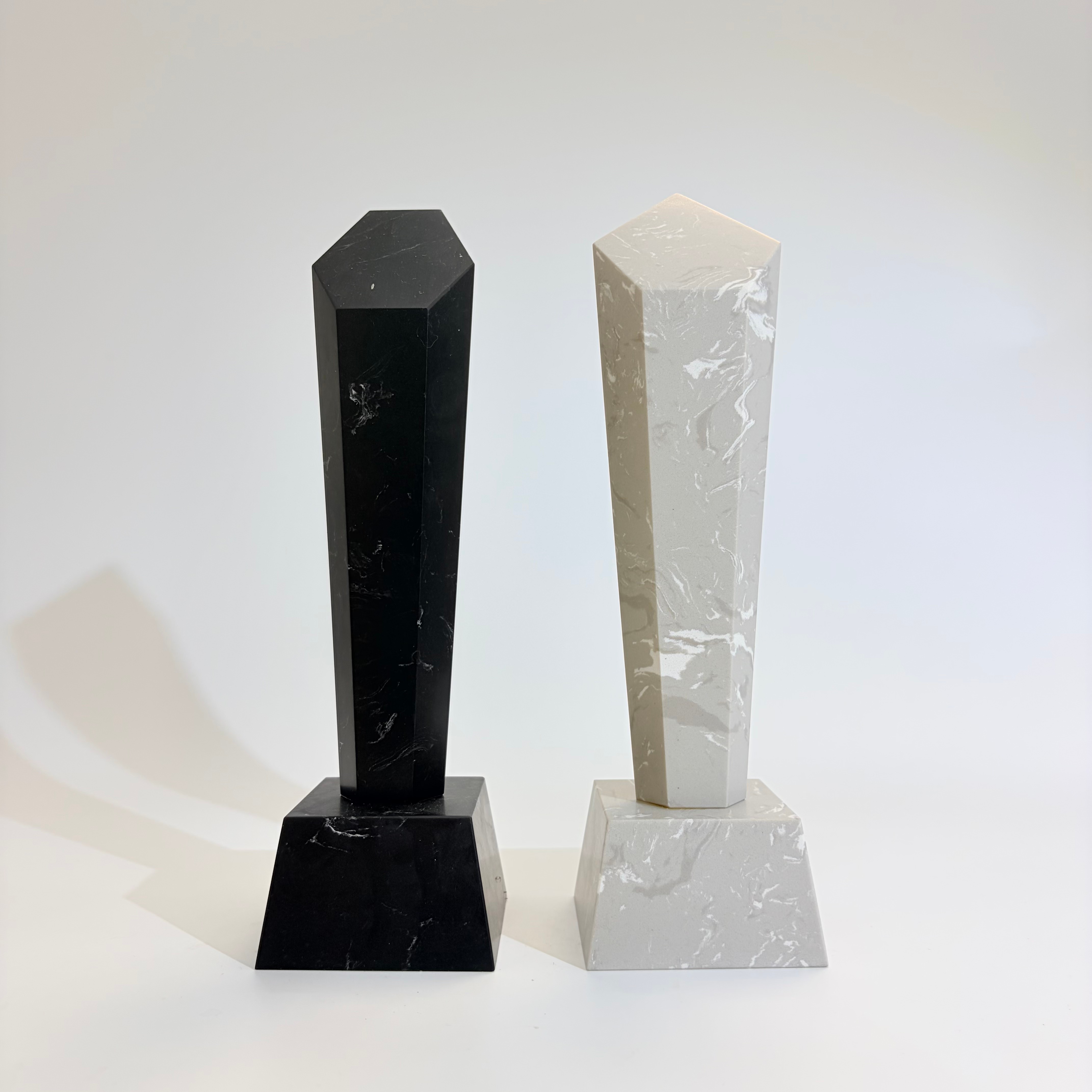 Wholesale Eco-Friendly Solid Natural Marble Pillar Trophy Trapezoid Base Casting Custom Engraving Long Service Award Souvenir