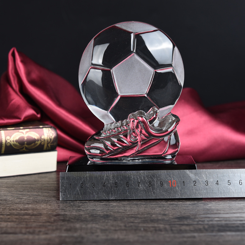 Football Trophy Glass Sports Awards Gold Silver Bronze Customized logo American Soccer Trophy
