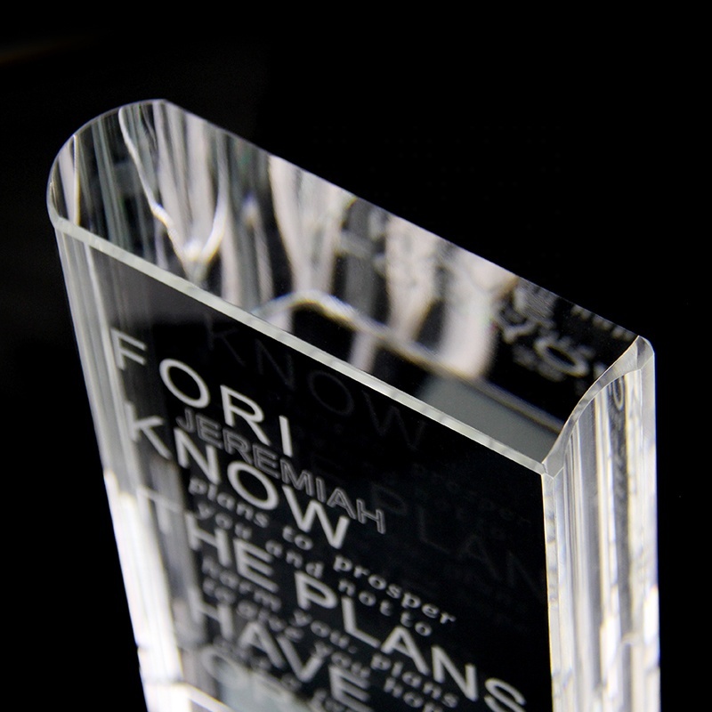 Custom Simple Design Clear Crystal Book Shape Trophy Award Glass Plaque for Quiz Debate Competition Trophy Souvenirs