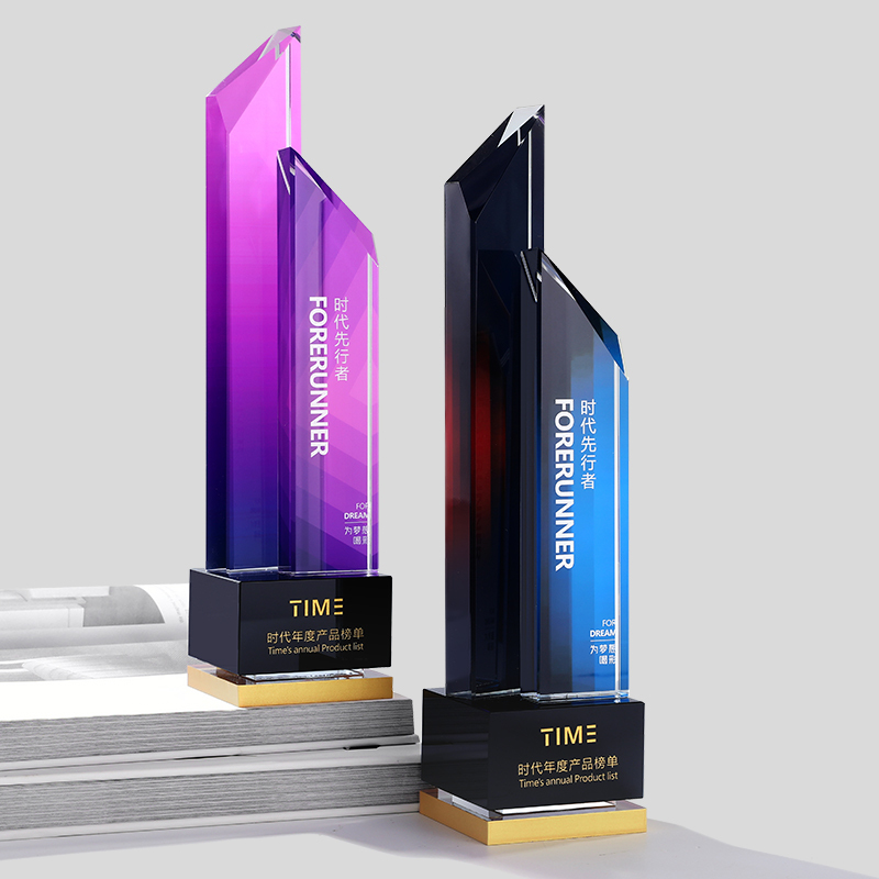 New Crystal Trophy Customized Creative High-end Science Technology Design Annual Meeting Outstanding Staff Award Laser Engraved