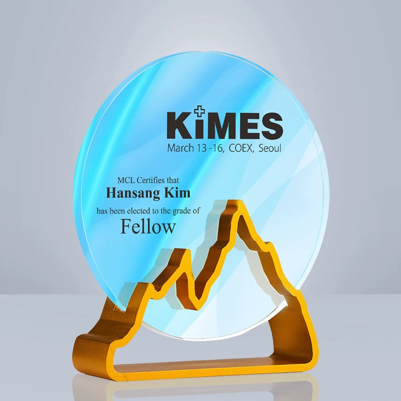 Trophy Factory Wholesale Gold Silver Copper Colorful Metal Base Round Blank Crystal Glass Trophy Award Plaque