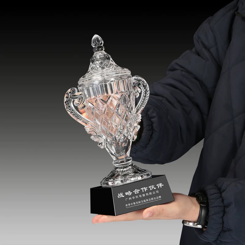 Huge High End Crystal Bowl Trophy Cup Customized Winner Awards Grammy Glass Cup Sports Trophy for Tournament