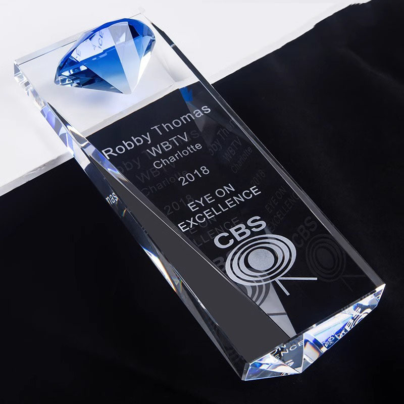 Crystal Craft Custom Crystal Color Glass Trophy Blanks Diamond  Shape Crystal Glass Awards Trophies