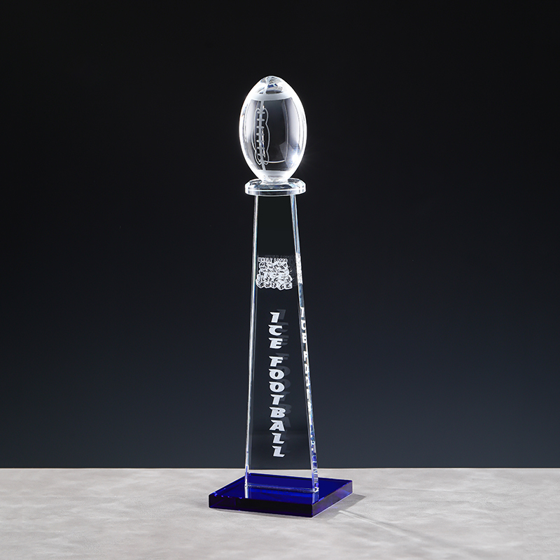 Simple Crystal Sports Rugby Trophy Award American Football School League Trophy Custom