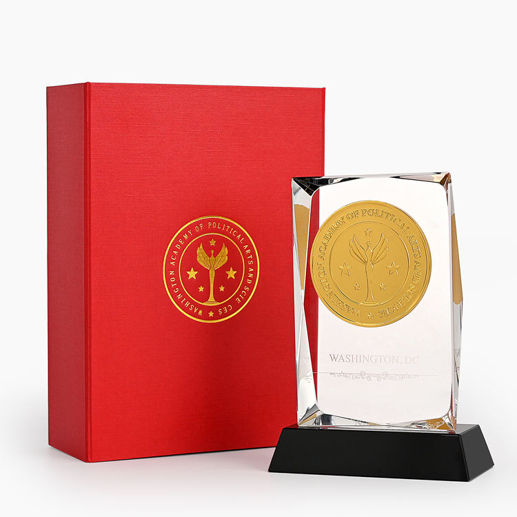 K9 Crystal Glass Sports Style Durable Award Trophy with Customized Engraved Logo 24*8.5cm Multi-Color Gift Box Packaging