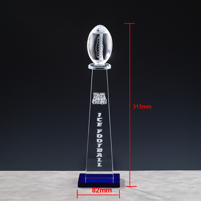 Simple Crystal Sports Rugby Trophy Award American Football School League Trophy Custom