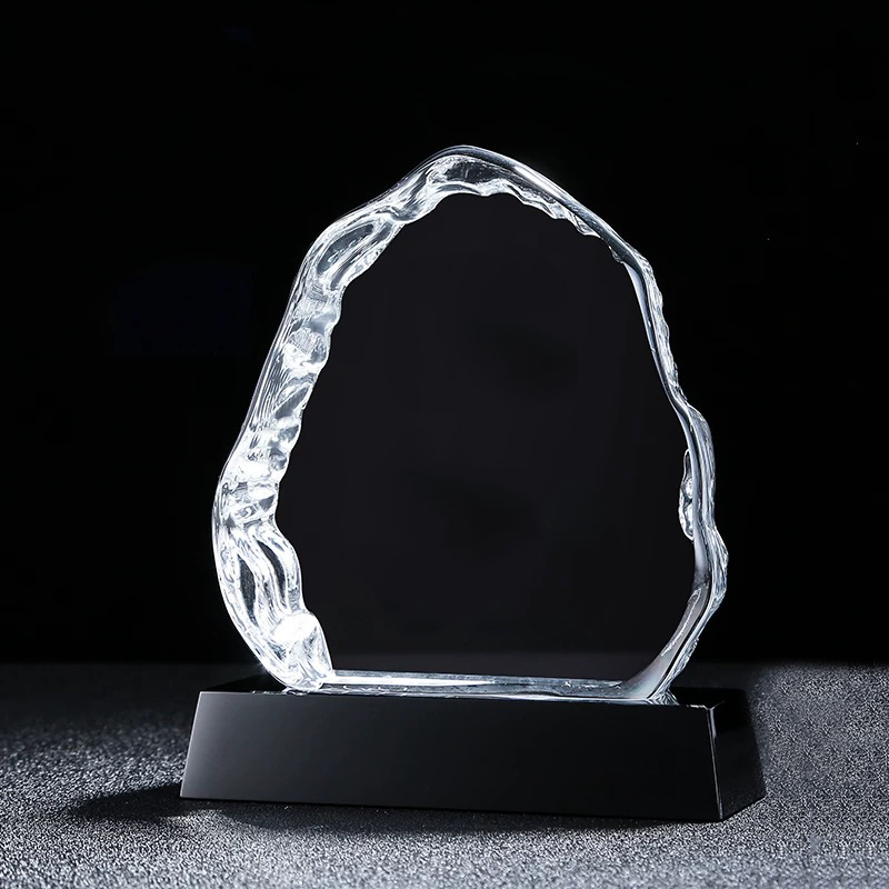 High Quality K9 Crystal Blank Iceberg Awards Personalized Engraving Logo Corporate Crystal Trophy for Company Anniversary Gifts