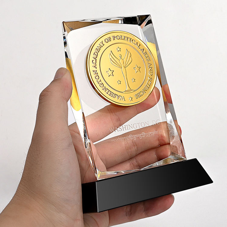K9 Crystal Glass Sports Style Durable Award Trophy with Customized Engraved Logo 24*8.5cm Multi-Color Gift Box Packaging