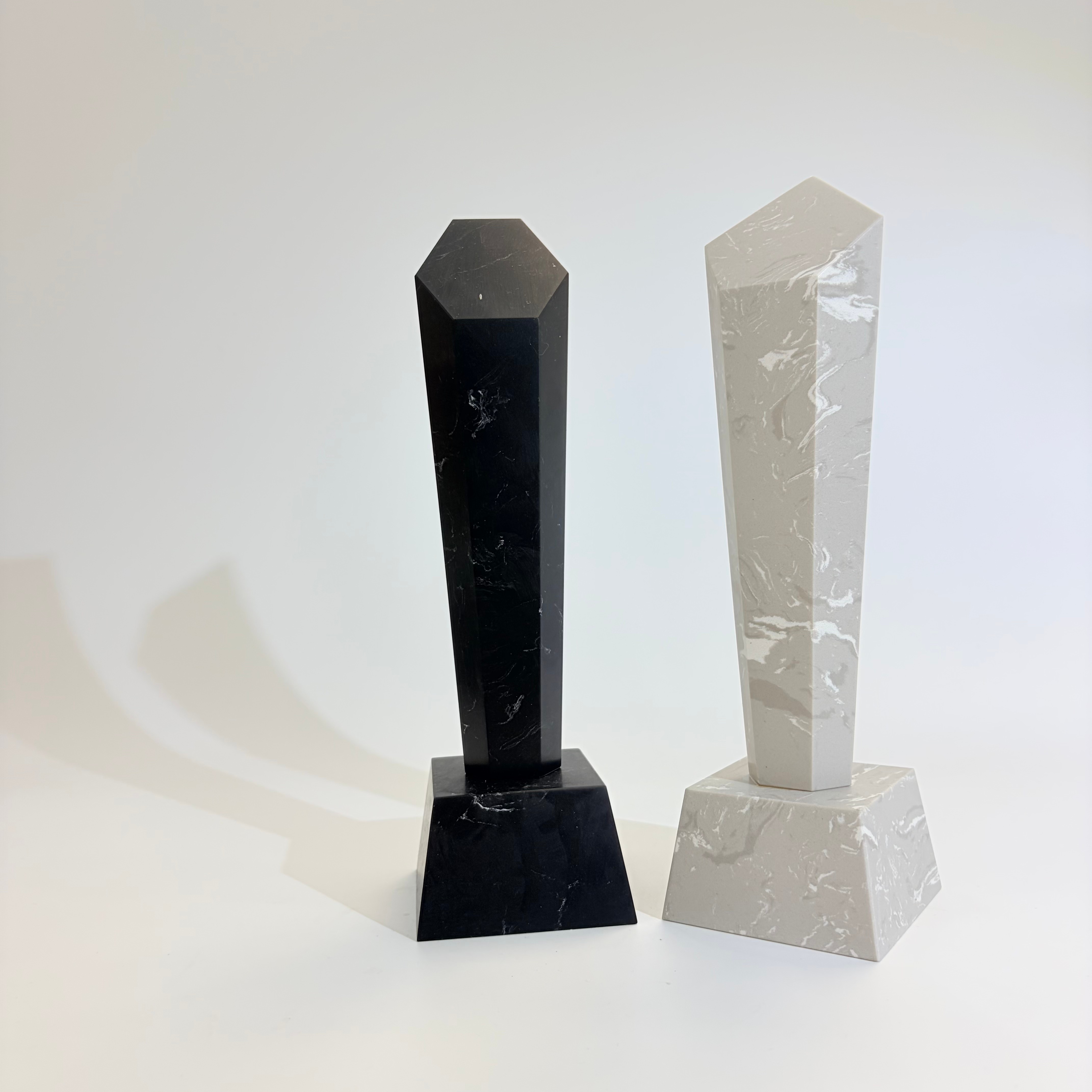 Wholesale Eco-Friendly Solid Natural Marble Pillar Trophy Trapezoid Base Casting Custom Engraving Long Service Award Souvenir