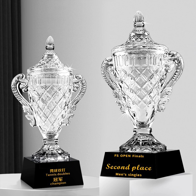 Huge High End Crystal Bowl Trophy Cup Customized Winner Awards Grammy Glass Cup Sports Trophy for Tournament