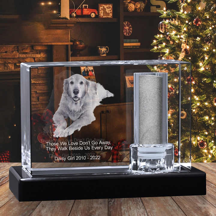 Shining Pet Cremation Urn K9 Crystal Craft Custom Pet Photos Ashes Urn 3d Laser Crystal Cube for Crystal Pet Memorials