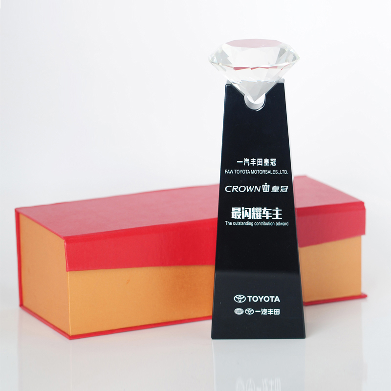 Bulk Price China Factory Supply Crystal Glass Black Diamond Trophy