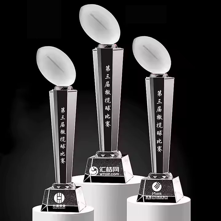 Hot Selling K9 Blank Custom 3D Laser Logo Crystal Sports Waterproof UV Printing American Football Soccer Medals for Leagues