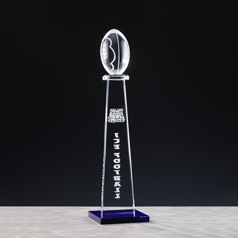 Simple Crystal Sports Rugby Trophy Award American Football School League Trophy Custom