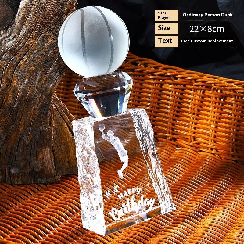 Customized Creative Crystal Basketball Ornament Perfect Birthday Gift for Junior High School Boys Brothers Other Crystal Crafts