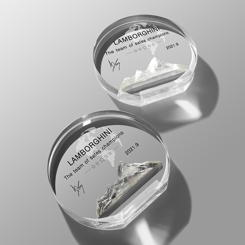 Custom Crystal Trophy Embedded With Iceberg Design for Corporate Awards and Recognition"