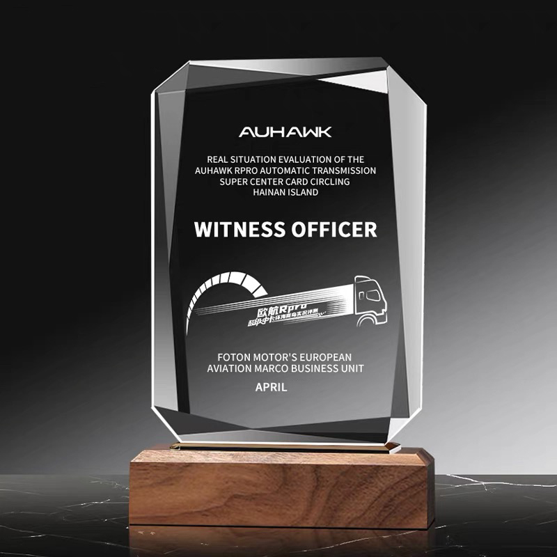 Diamond Cut Crystal Blank Awards Personalized Corporate Recognition Wooden Plaque Award Staff Contribution Medals Trophy