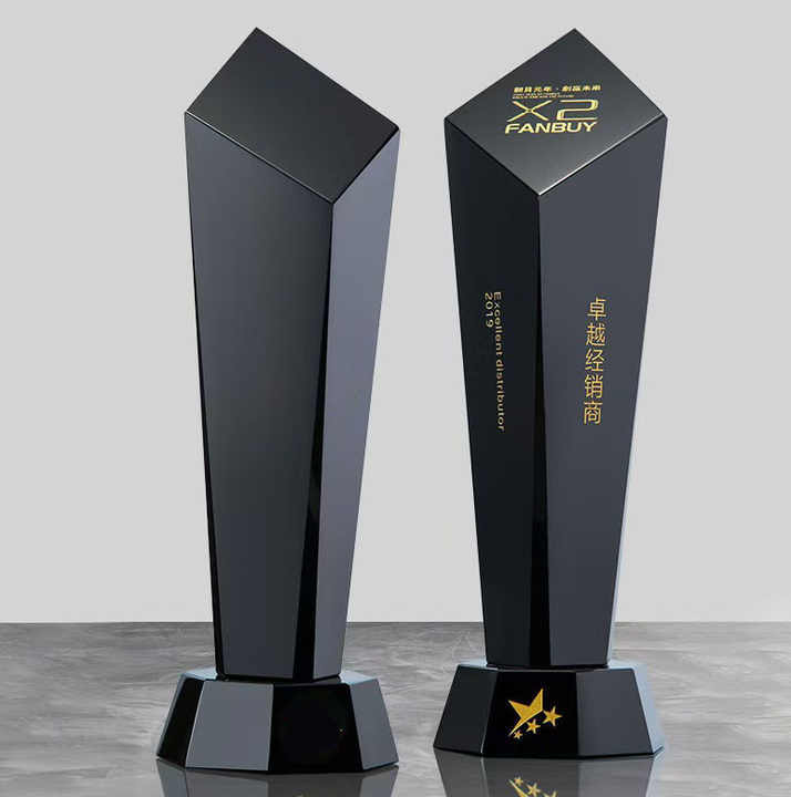 Custom Logo Black K9 Crystal Plaques Crystal Business Sports Trophy Awards Crystal Outstanding Performance Awards