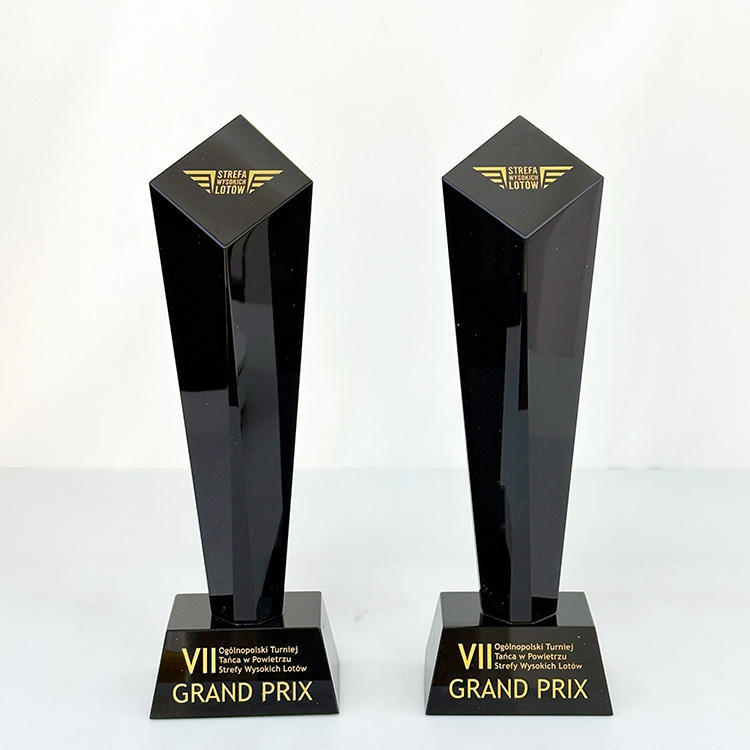 Personalized Custom Logo Engraved Black Blank Irregular K9 Crystal Glass Tower Award Plaque Trophy