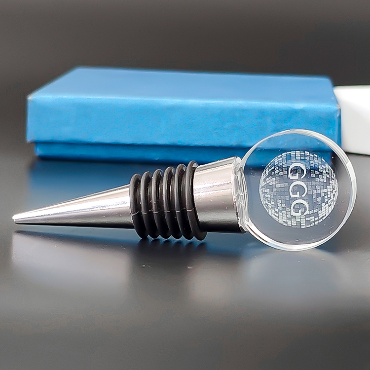 Wholesale Luxury Blank 3D Laser Engraved Eco-Friendly Crystal Wine Stopper for Bar Decoration Customized Crystal Wine Stopper