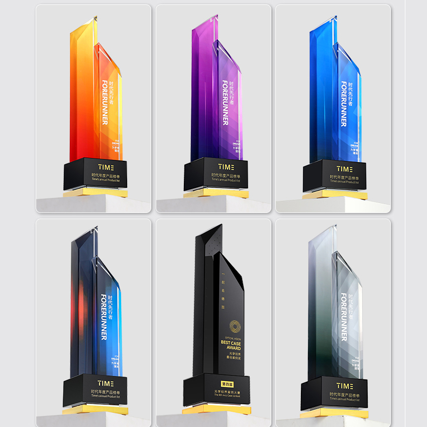 New Crystal Trophy Customized Creative High-end Science Technology Design Annual Meeting Outstanding Staff Award Laser Engraved